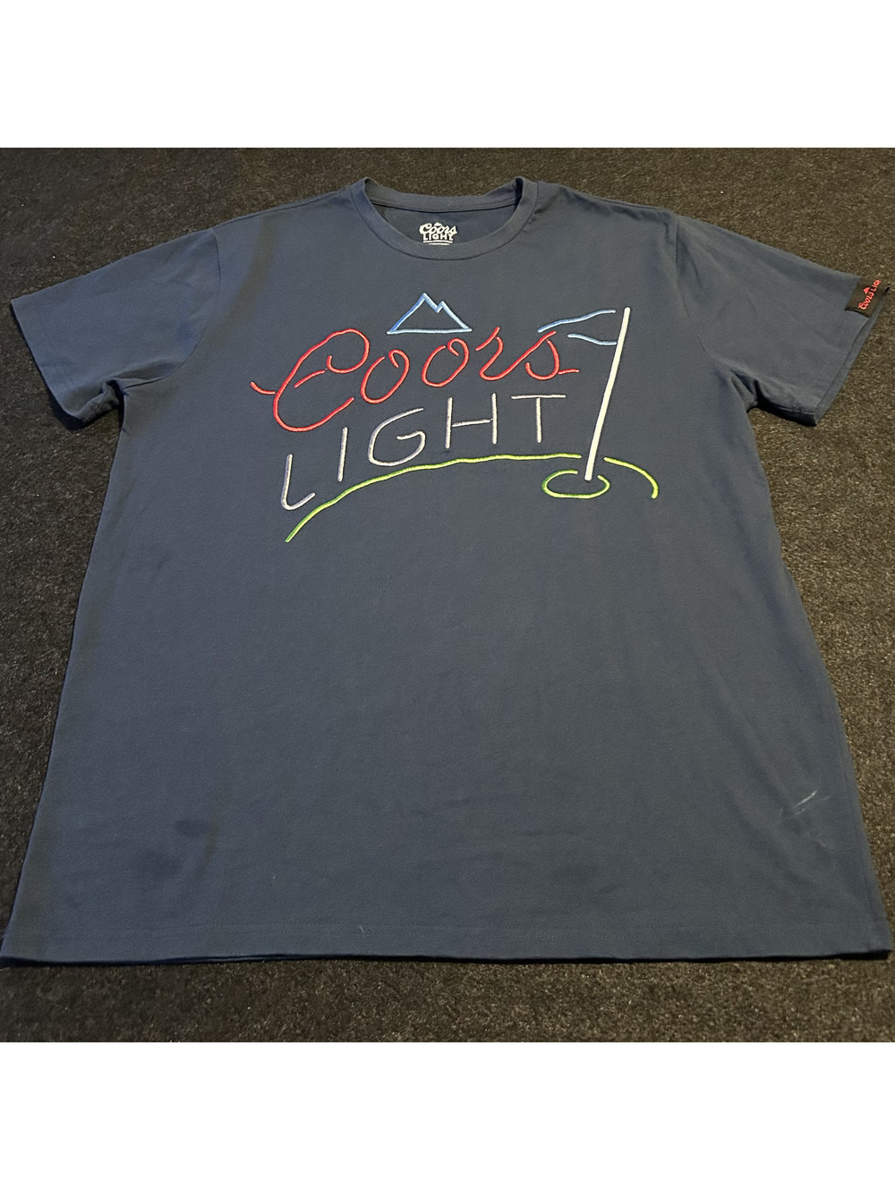 Coors Light Golf Graphic T-Shirt Dark Gray Blue Men's Size XL Mad Engine